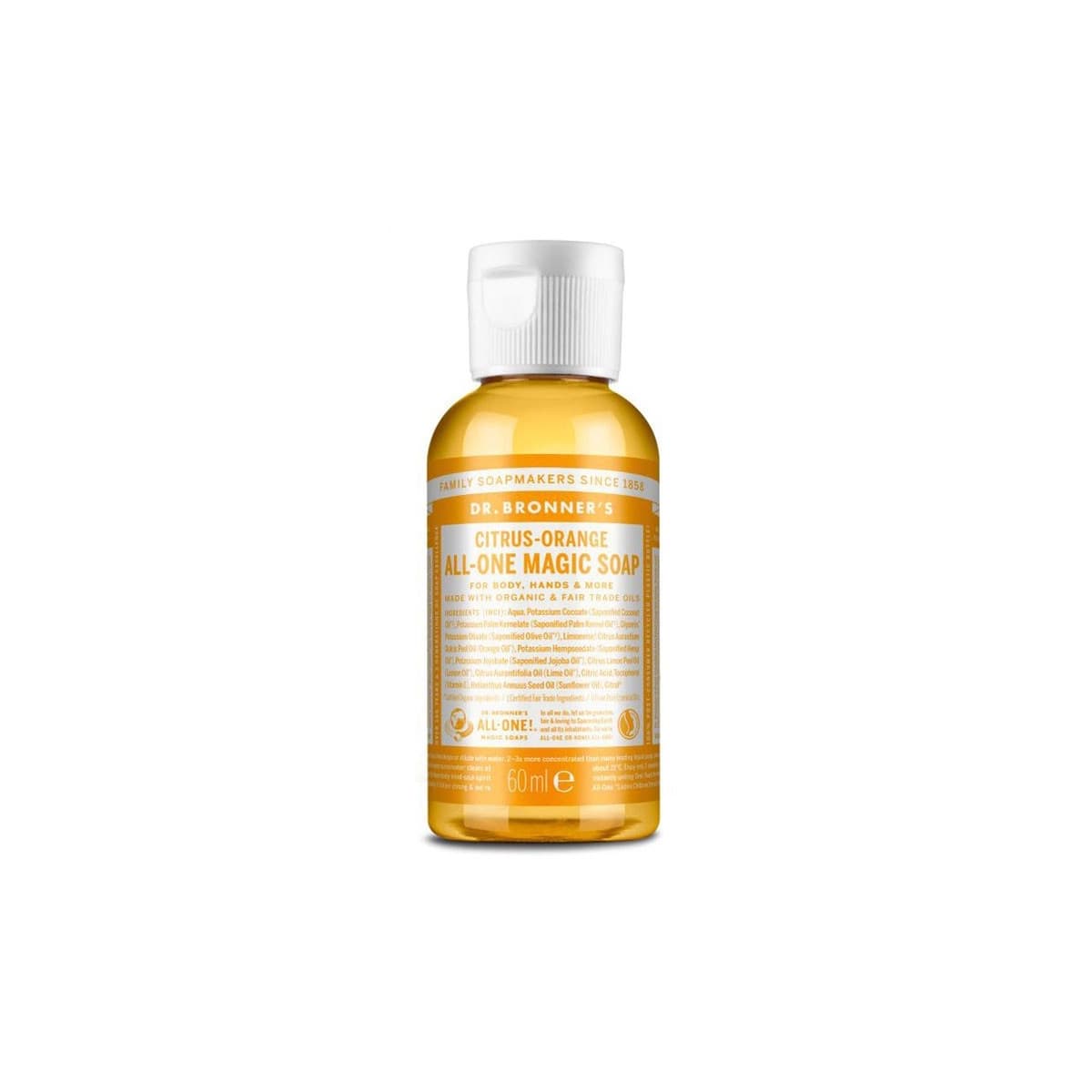 Jabon liquido citricos naranja bio 60ml Dr. Bronner's