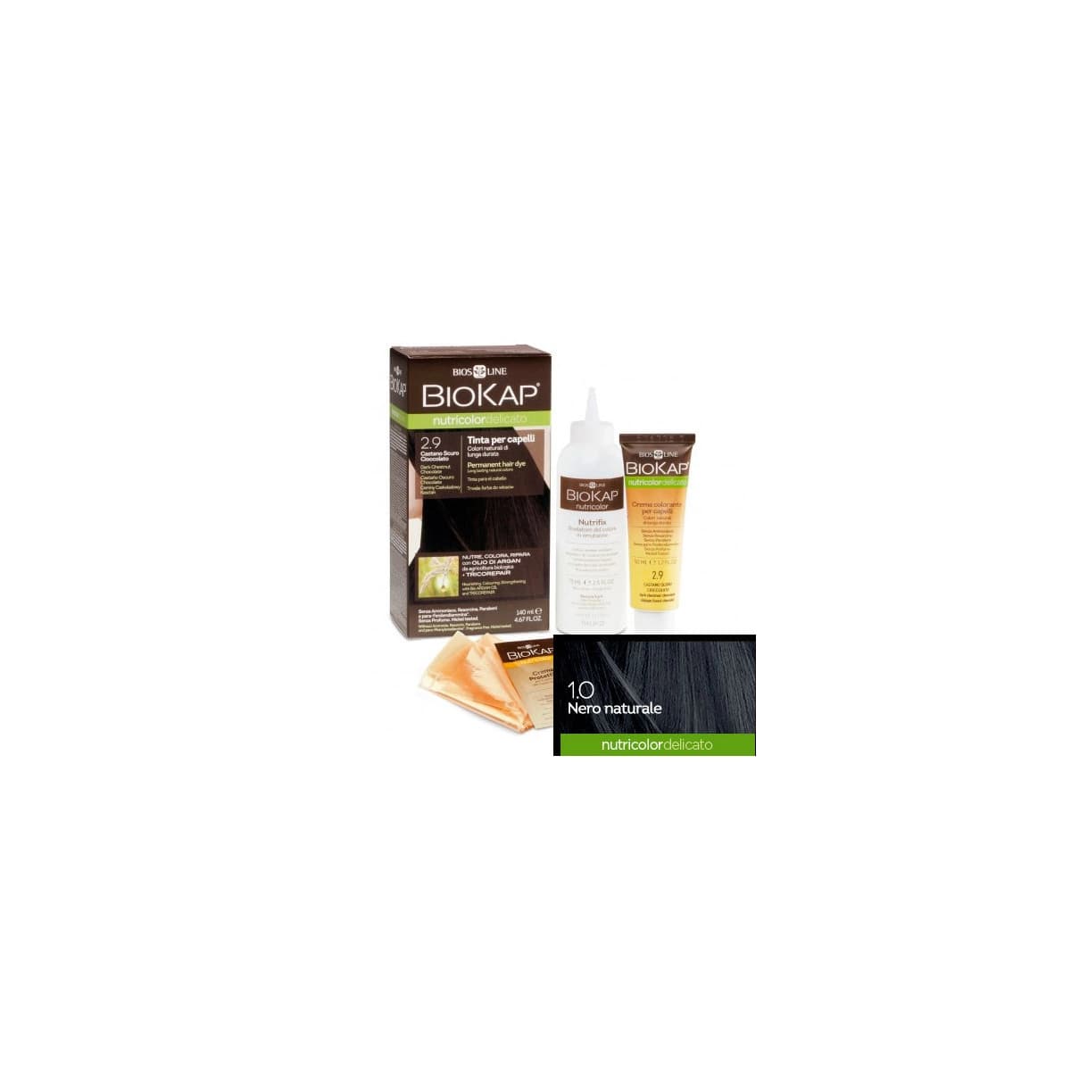 TINTE 1.00 DELICATO NEGRO NATURAL 140 ML.BIOKAP