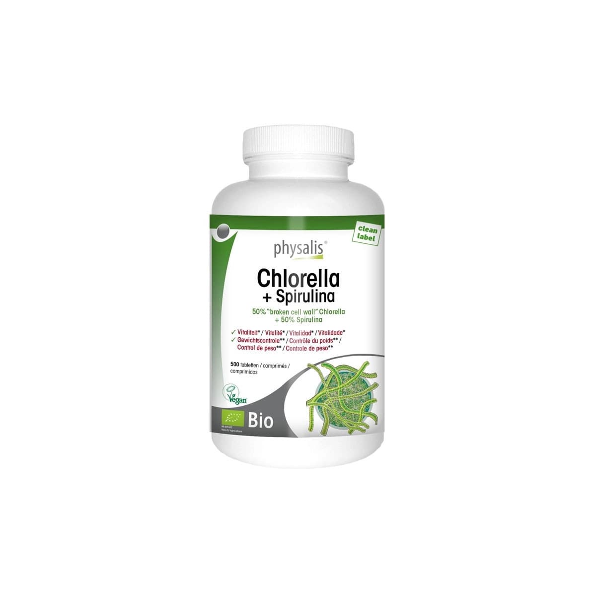 Chlorella y Espirulina bio 500 comprimidos Physalis