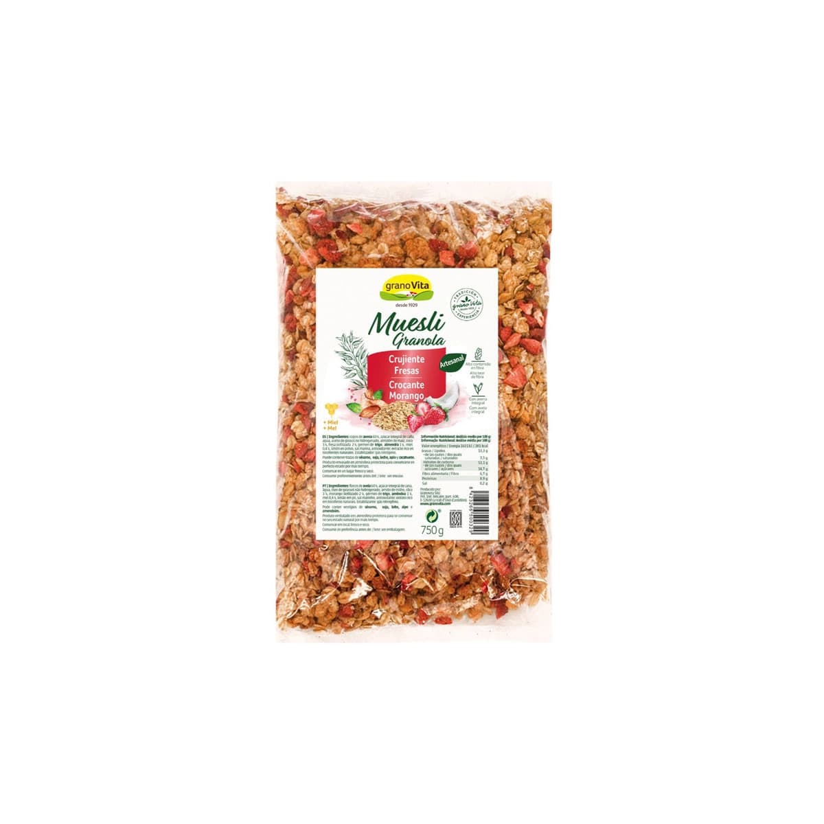 Muesli crujiente con Fresas 750g Granovita