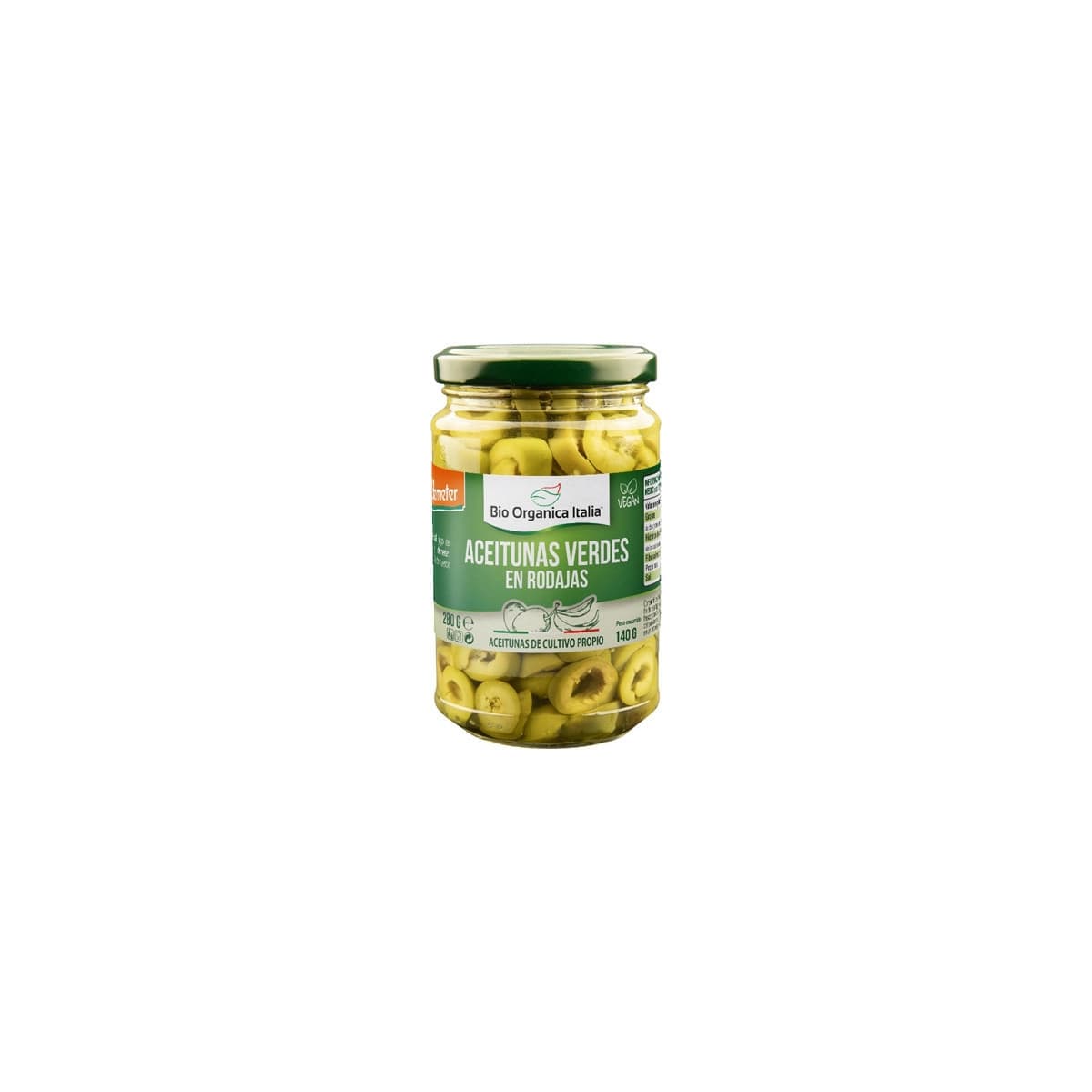 Aceitunas verdes en rodajas Bio 140g Organica Italia