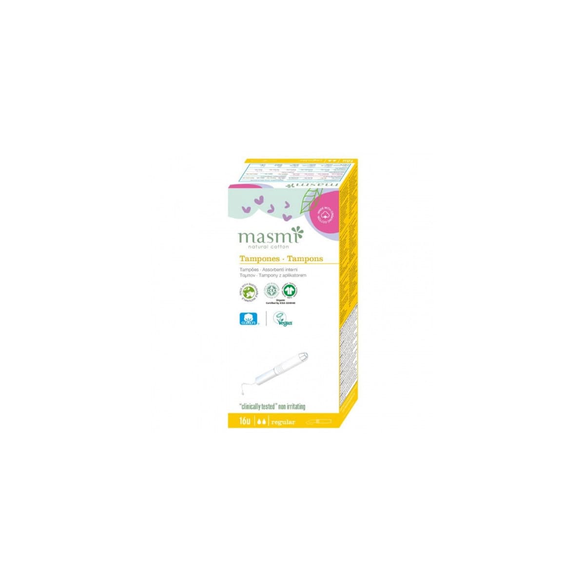 Tampon de algodon regular con aplicador bio 16ud Masmi