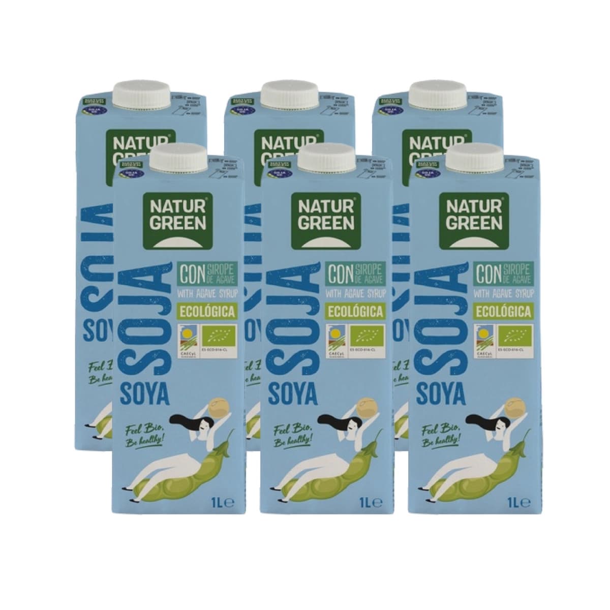 Bebida de soja con sirope de agave bio 6x1L Naturgreen
