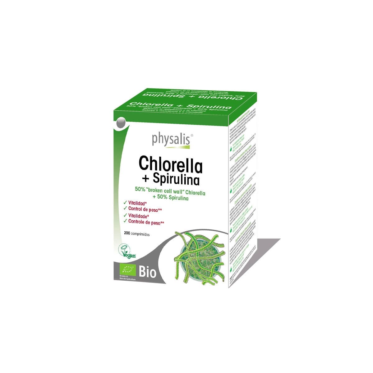 Chlorella y espirulina bio 200 comprimidos Physalis