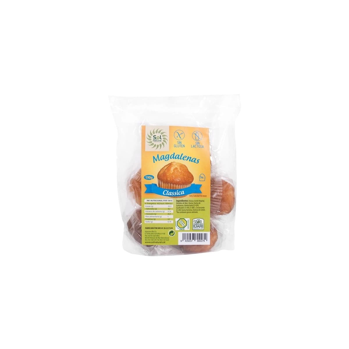 Magdalenas clasicas sin gluten S/L 5u Sol Natural