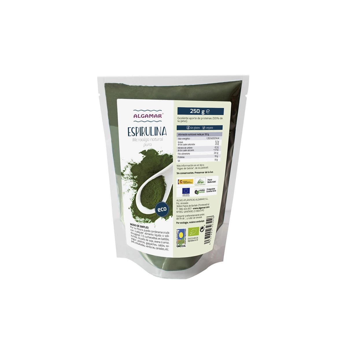 Espirulina Polvo bio 250g Algamar