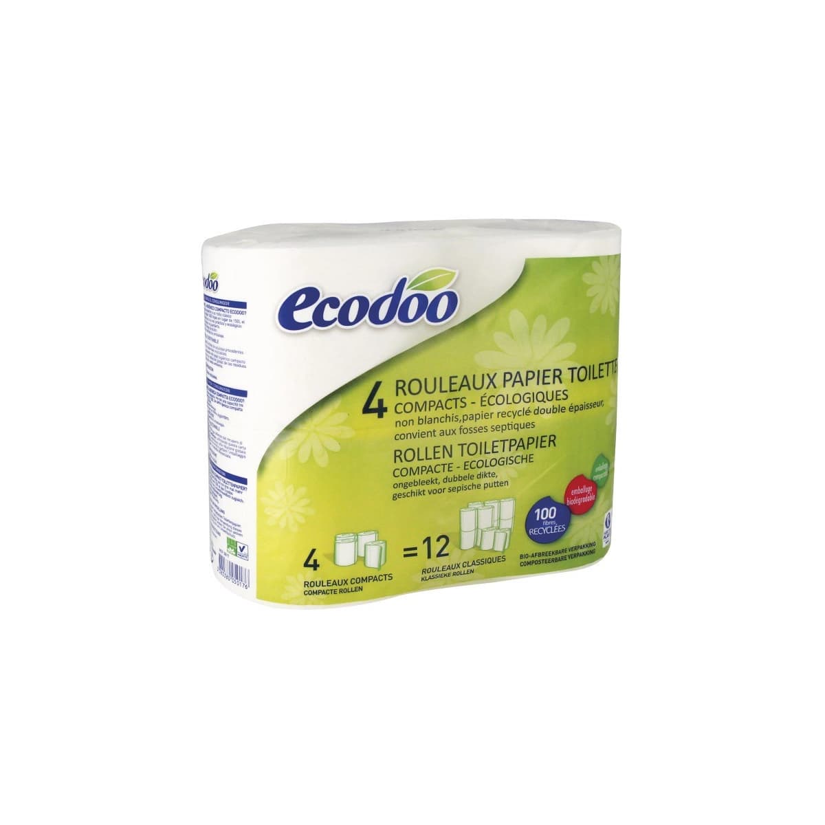 Papel higienico compacto 100% reciclado 4uds Ecodoo