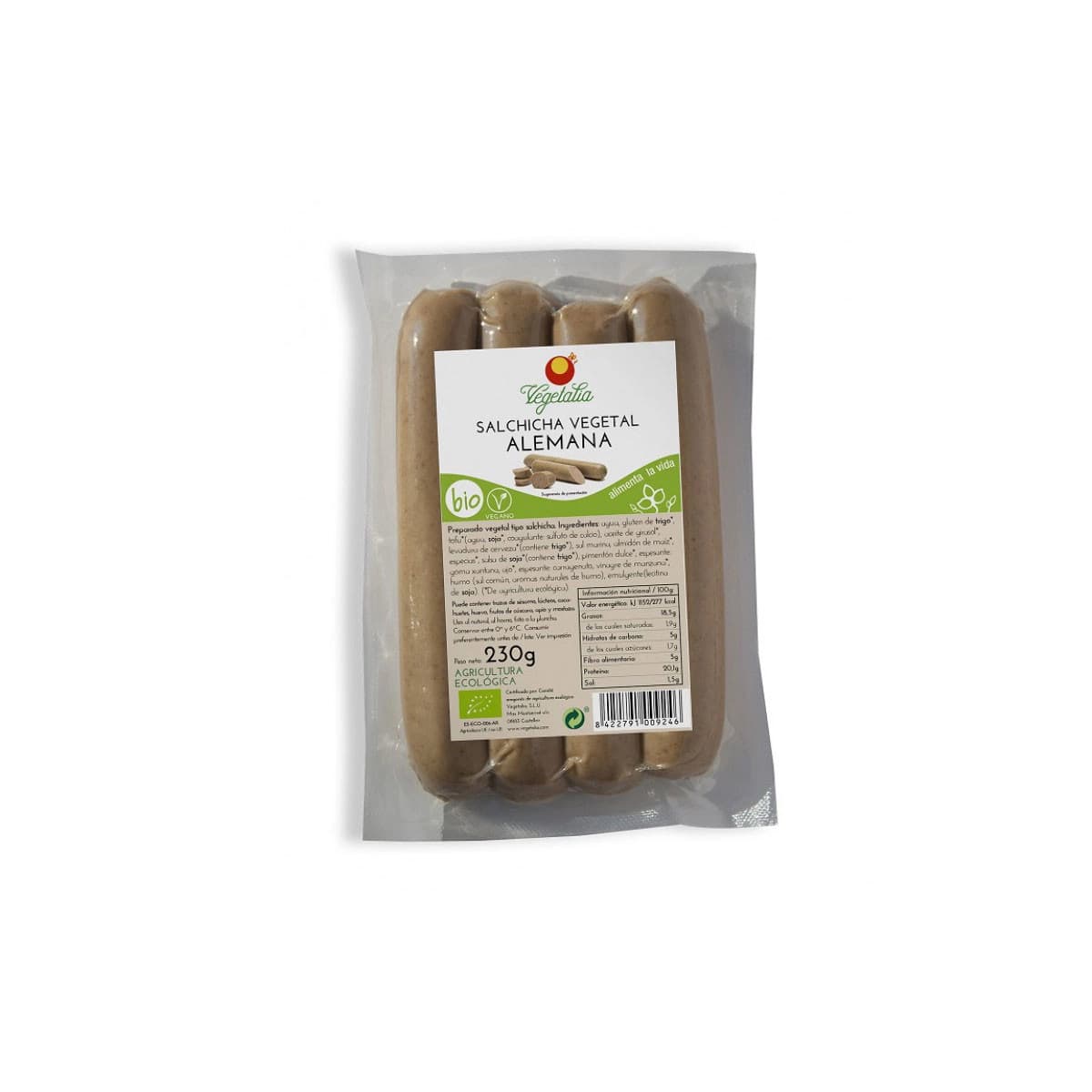 Salchicha vegetal alemana bio 230g Vegetalia