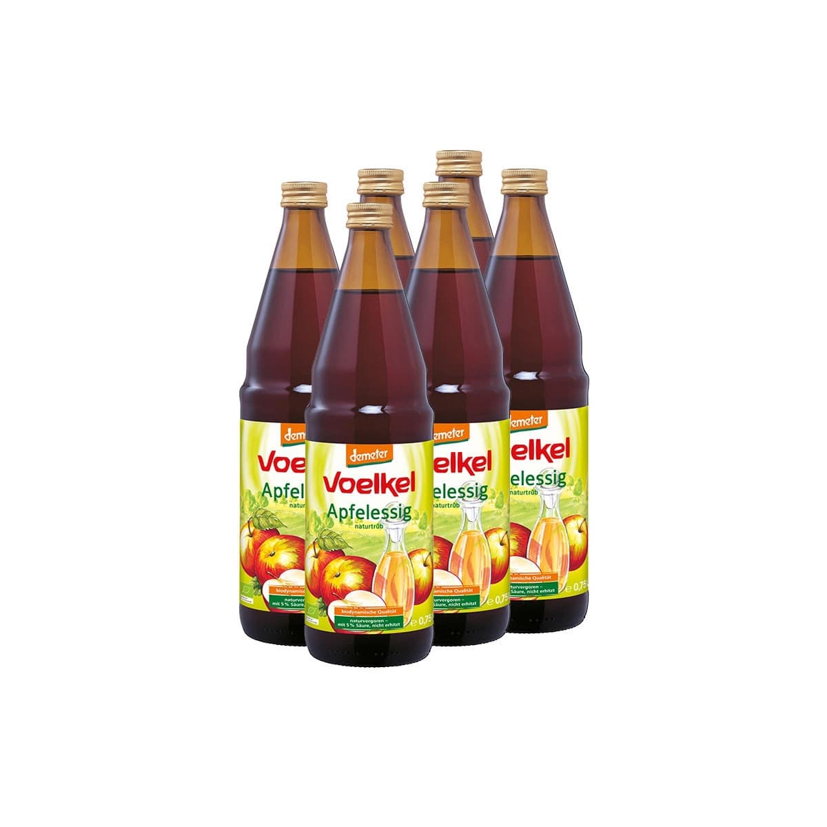 Vinagre de manzana sin filtrar bio 6x750ml Voelkel