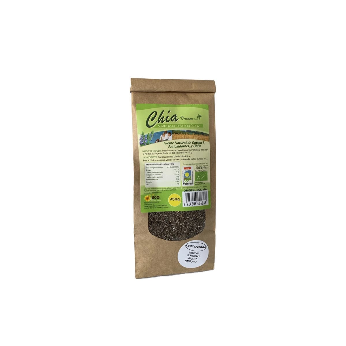 Semillas de chia bio 400 g Dream Foods