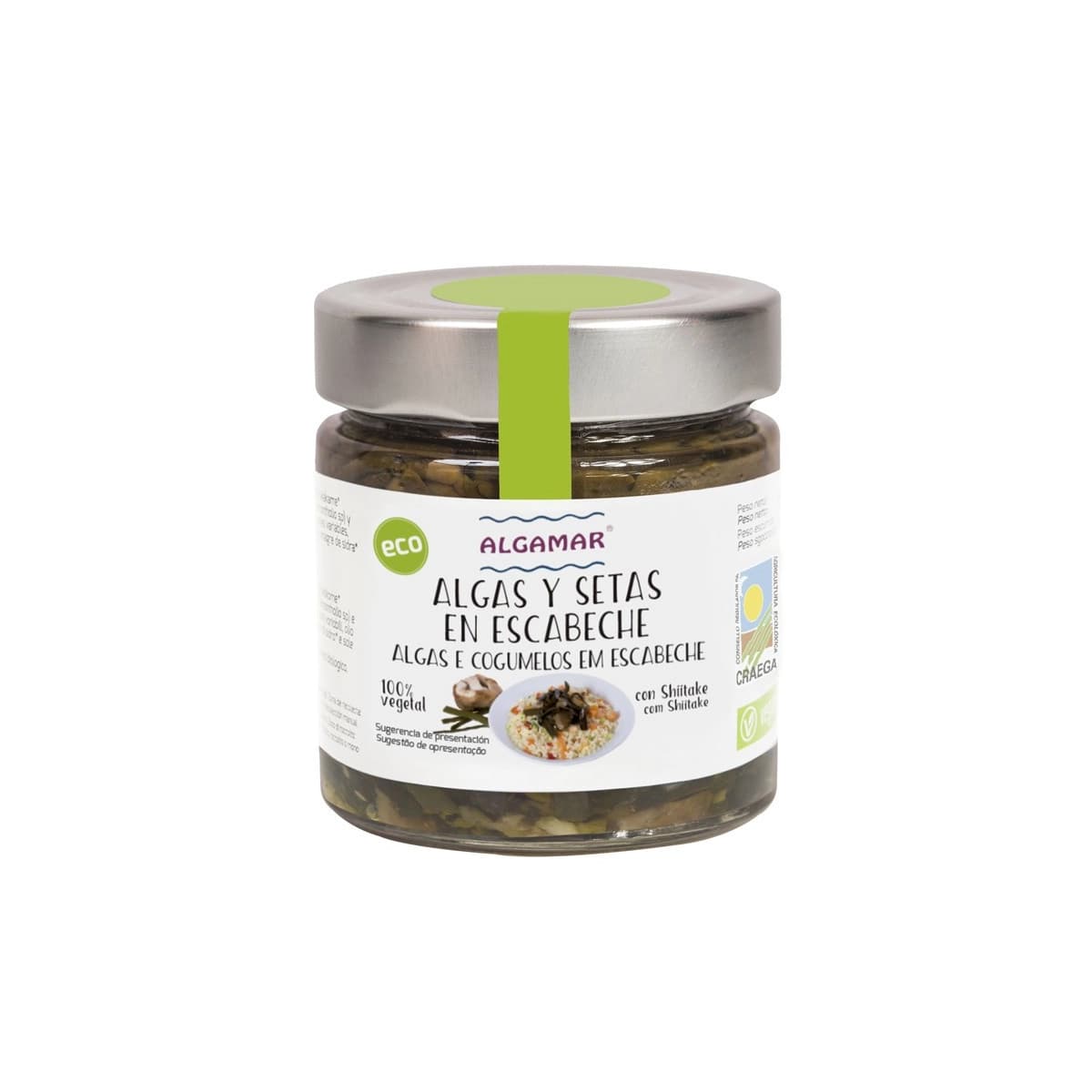 Algas y setas en escabeche bio 160g Algamar