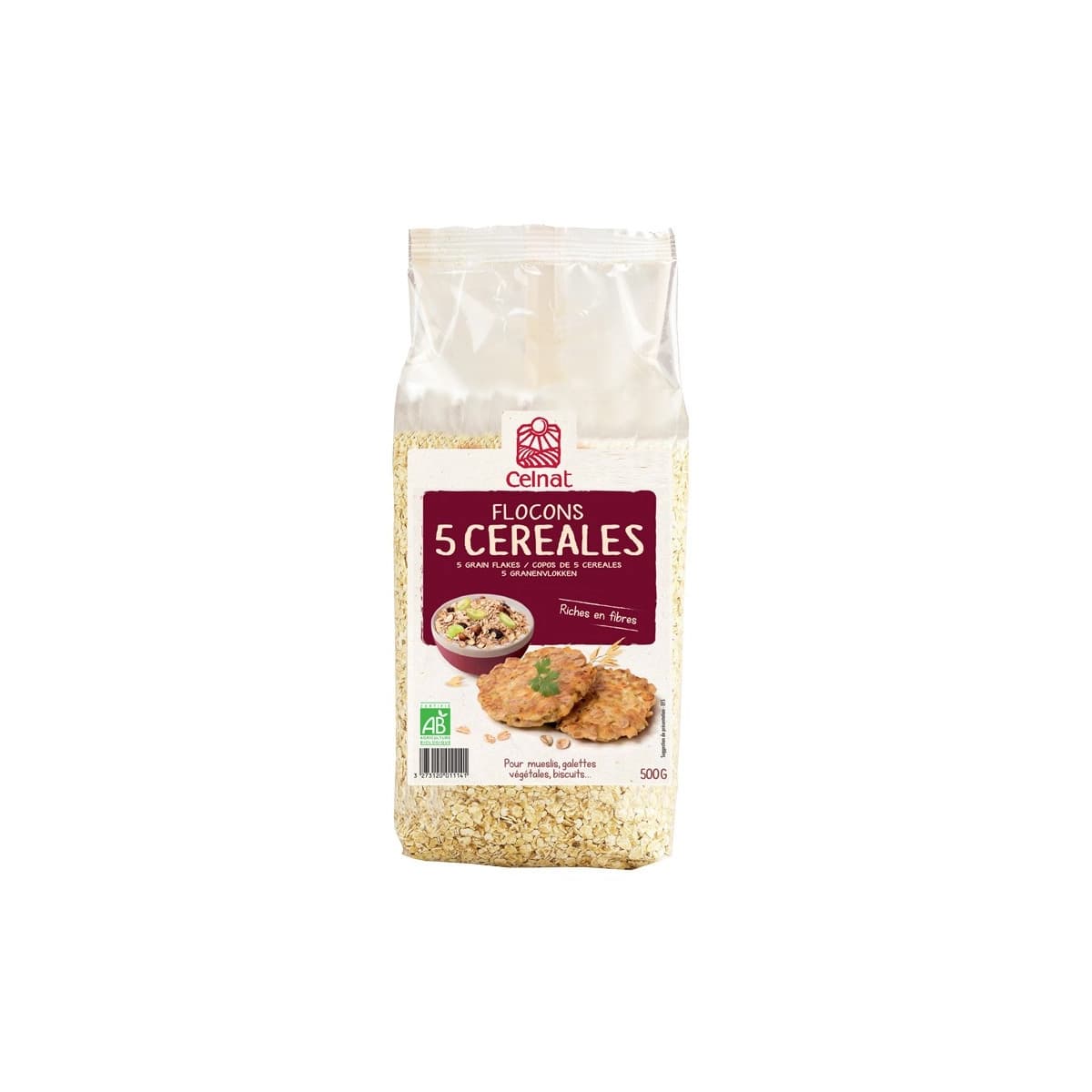 Copos 5 cereales bio 500g Celnat