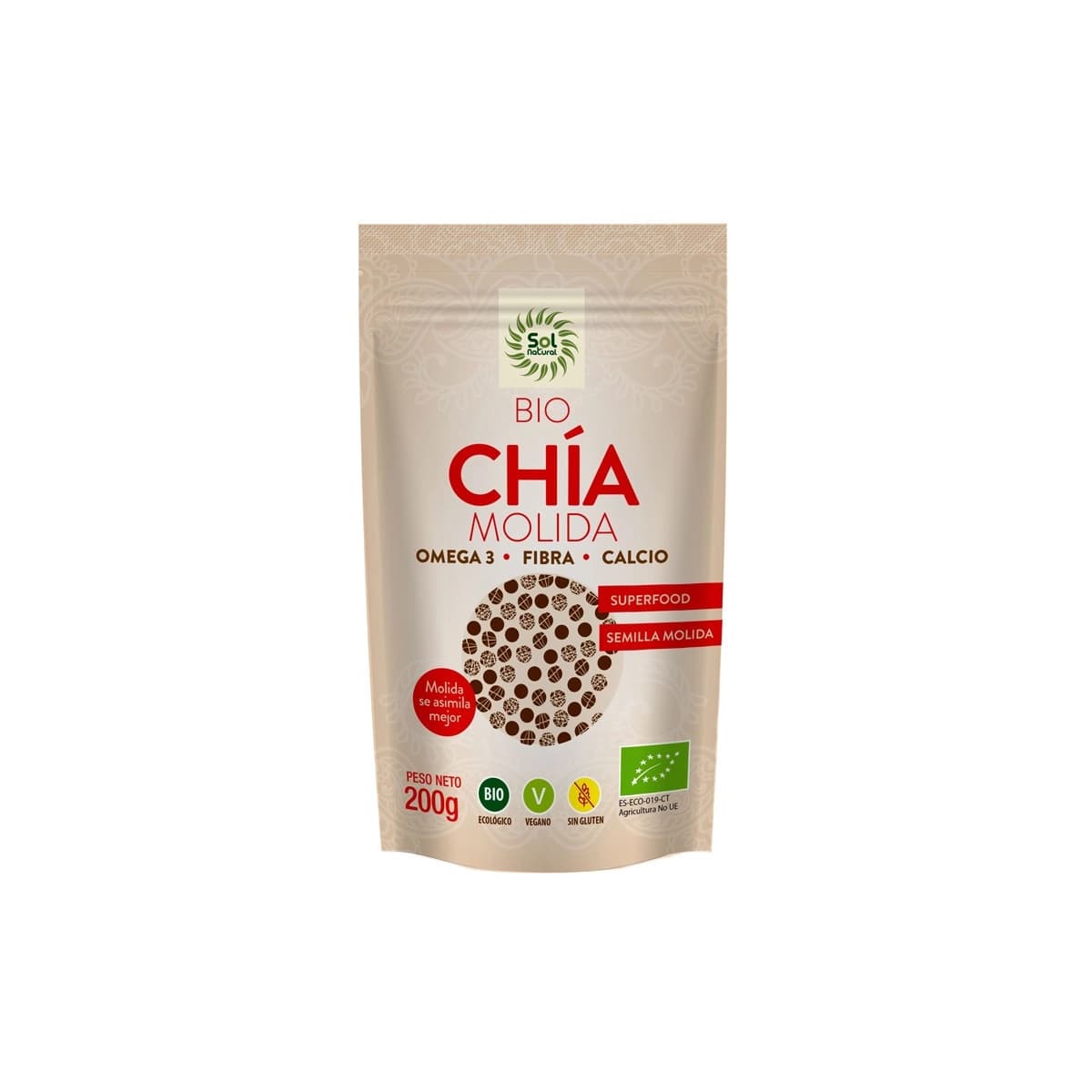 Semillas de chia molidas bio 200g Sol Natural