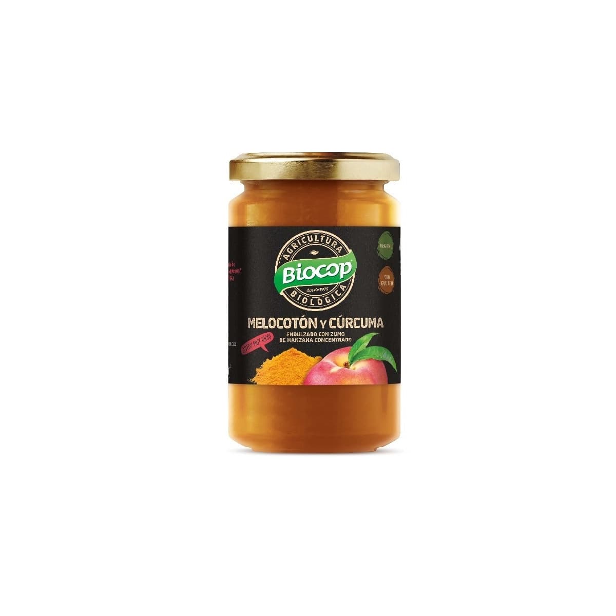 Compota de melocoton curcuma bio 265g Biocop
