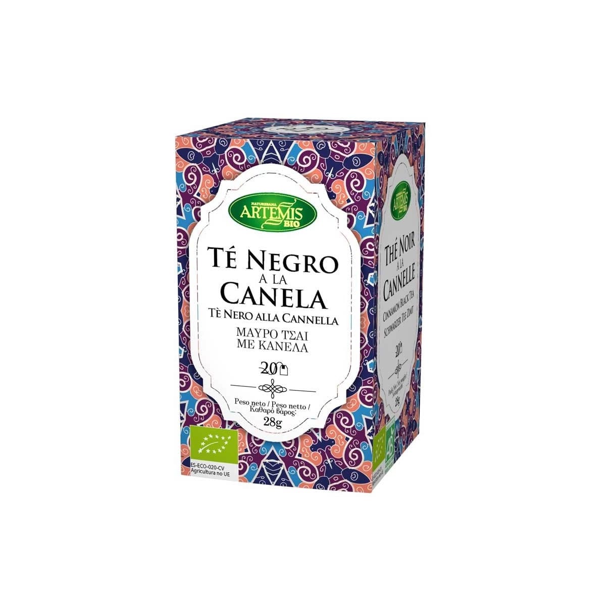 Te negro con canela Bio 20 filtros Artemis