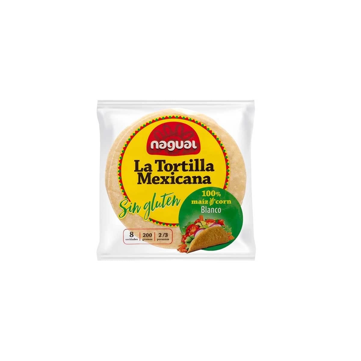 Tortilla maiz blanco sin gluten 200g Nagual