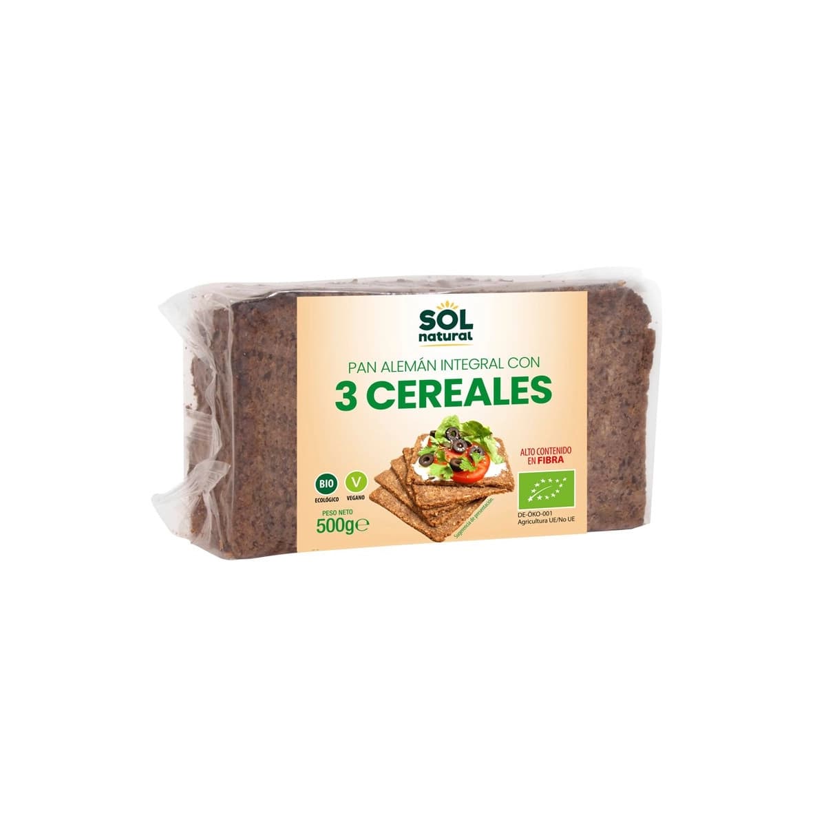 Pan aleman 3 cereales bio 500g Sol natural