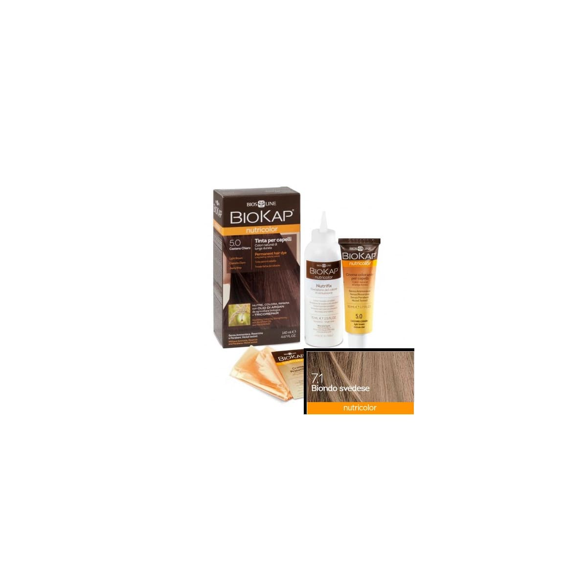 TINTE 7.1 RUBIO SUECO 140 ML.BIOKAP