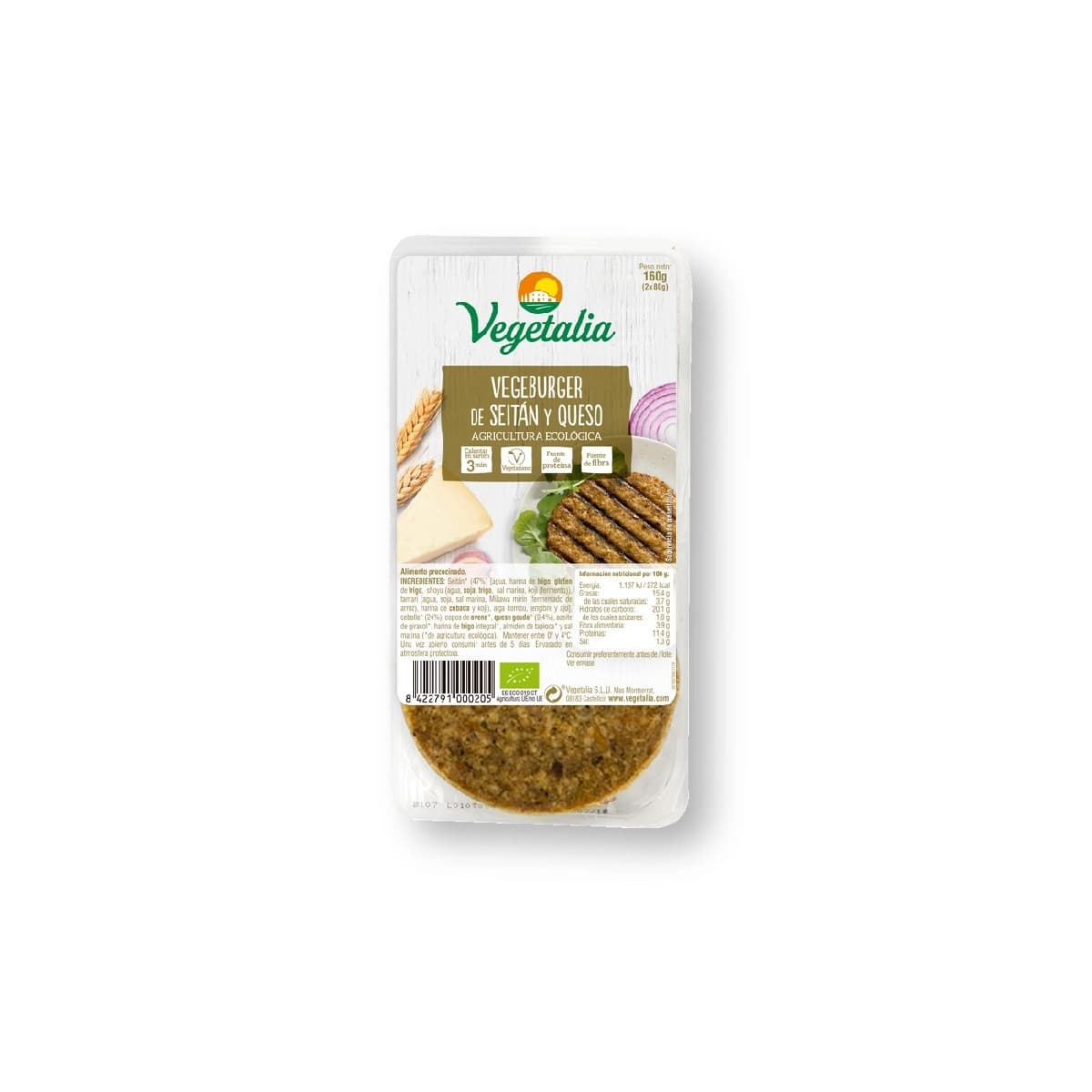 Vegeburguer de seitan y queso bio 160g Vegetalia