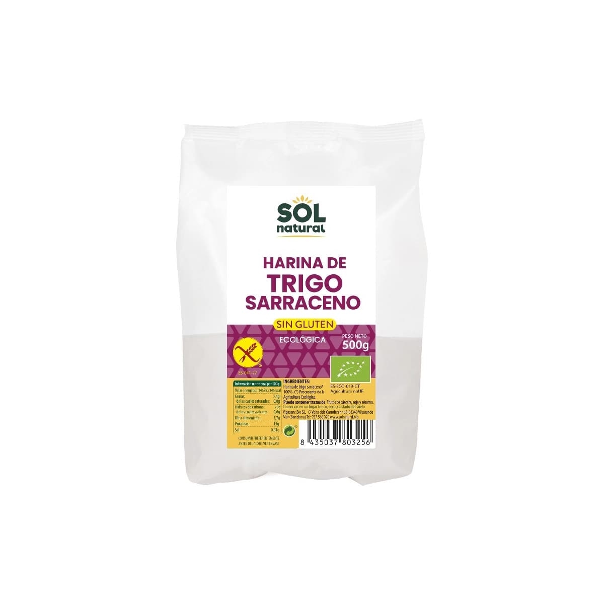 Harina de trigo sarraceno sin gluten bio 500g Sol Natural