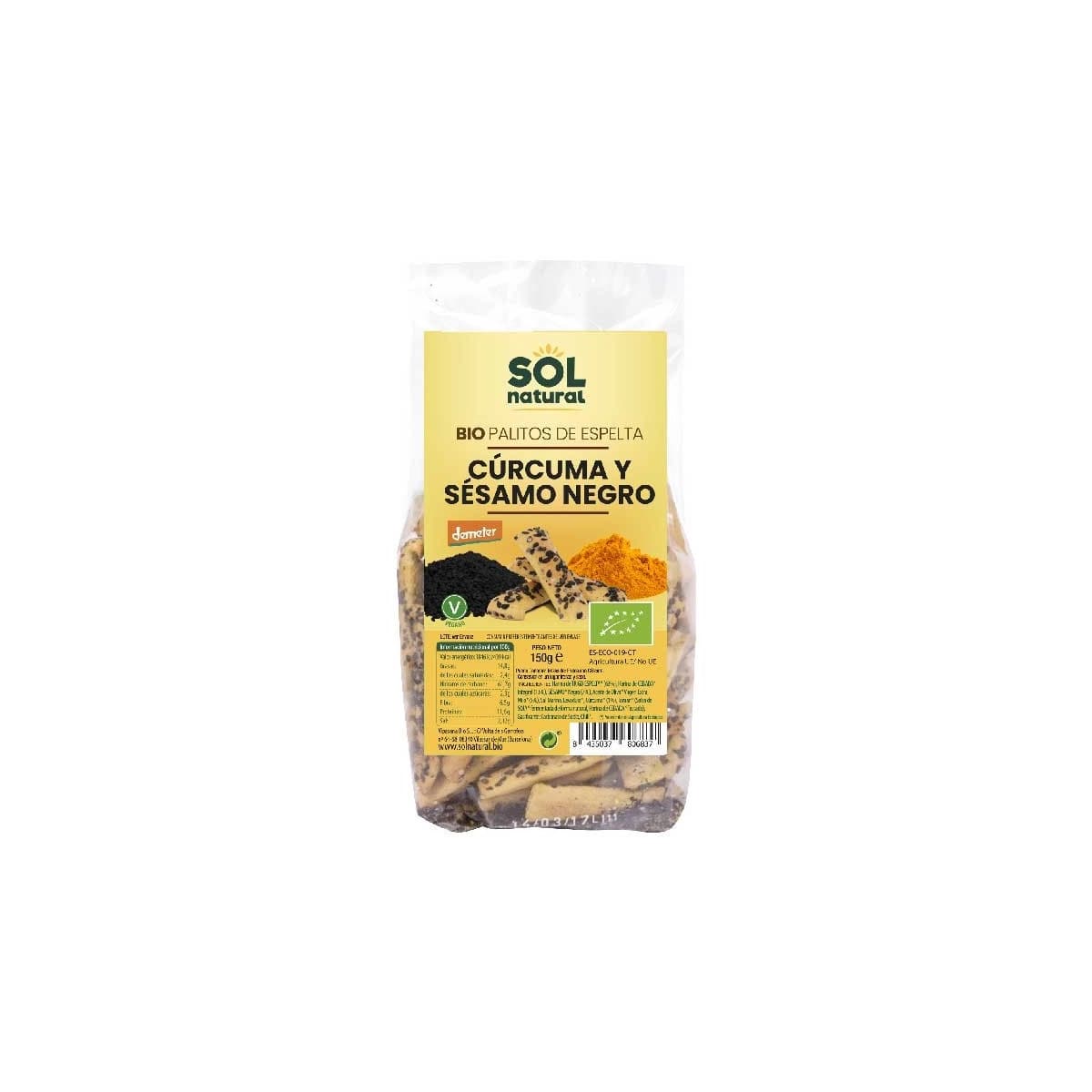 Palitos de Espelta con Curcuma y Sesamo Negro bio 150g Sol Natural