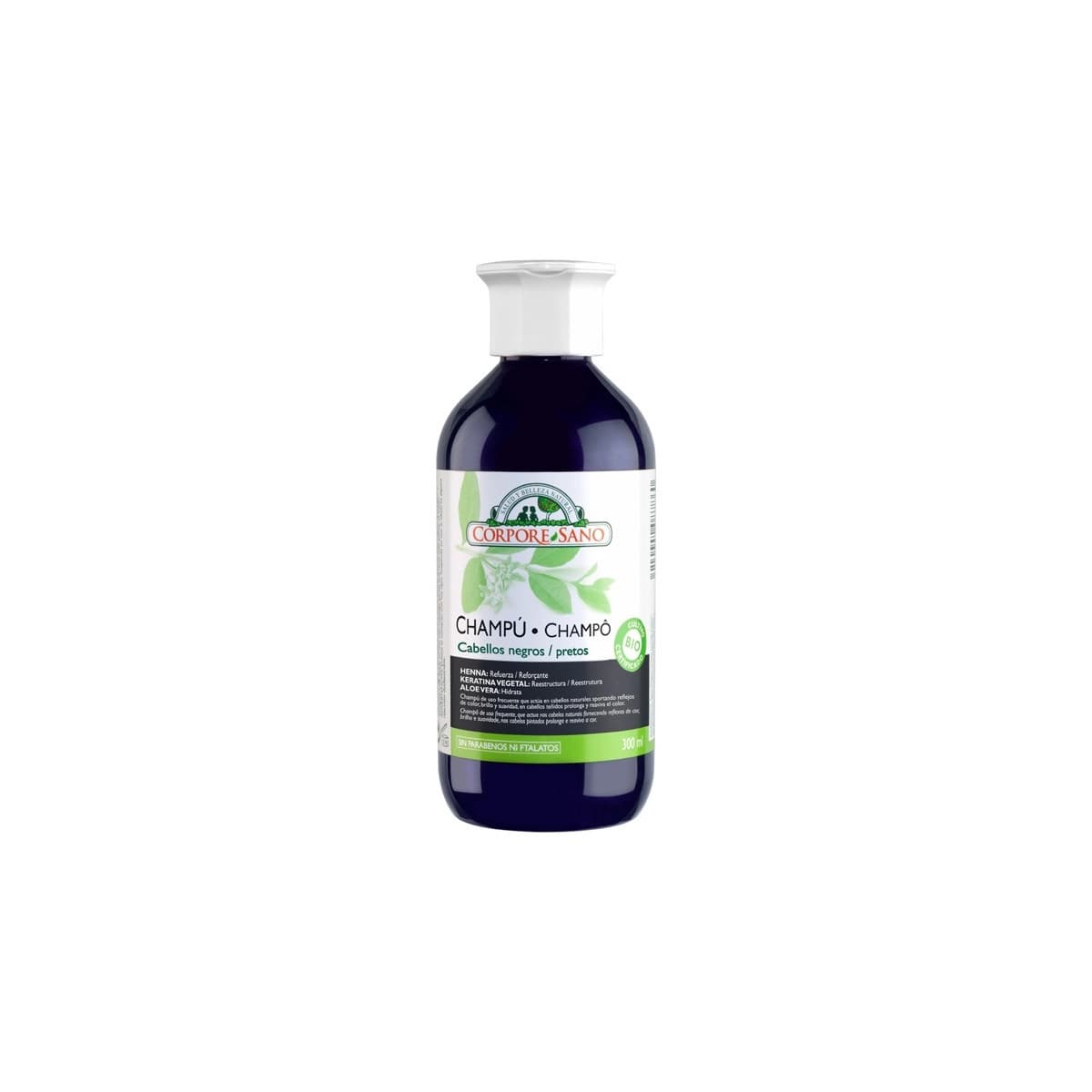 Champu cabello negro henna, keratina y aloe 300ml Corpore Sano