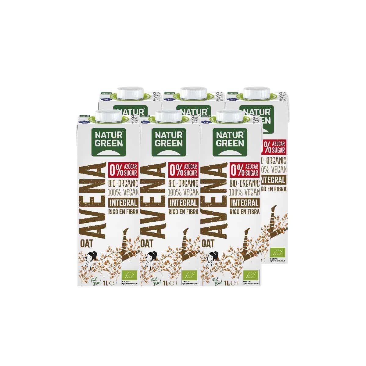 Bebida de avena integral 0% Azucar Bio 6x1L NaturGreen