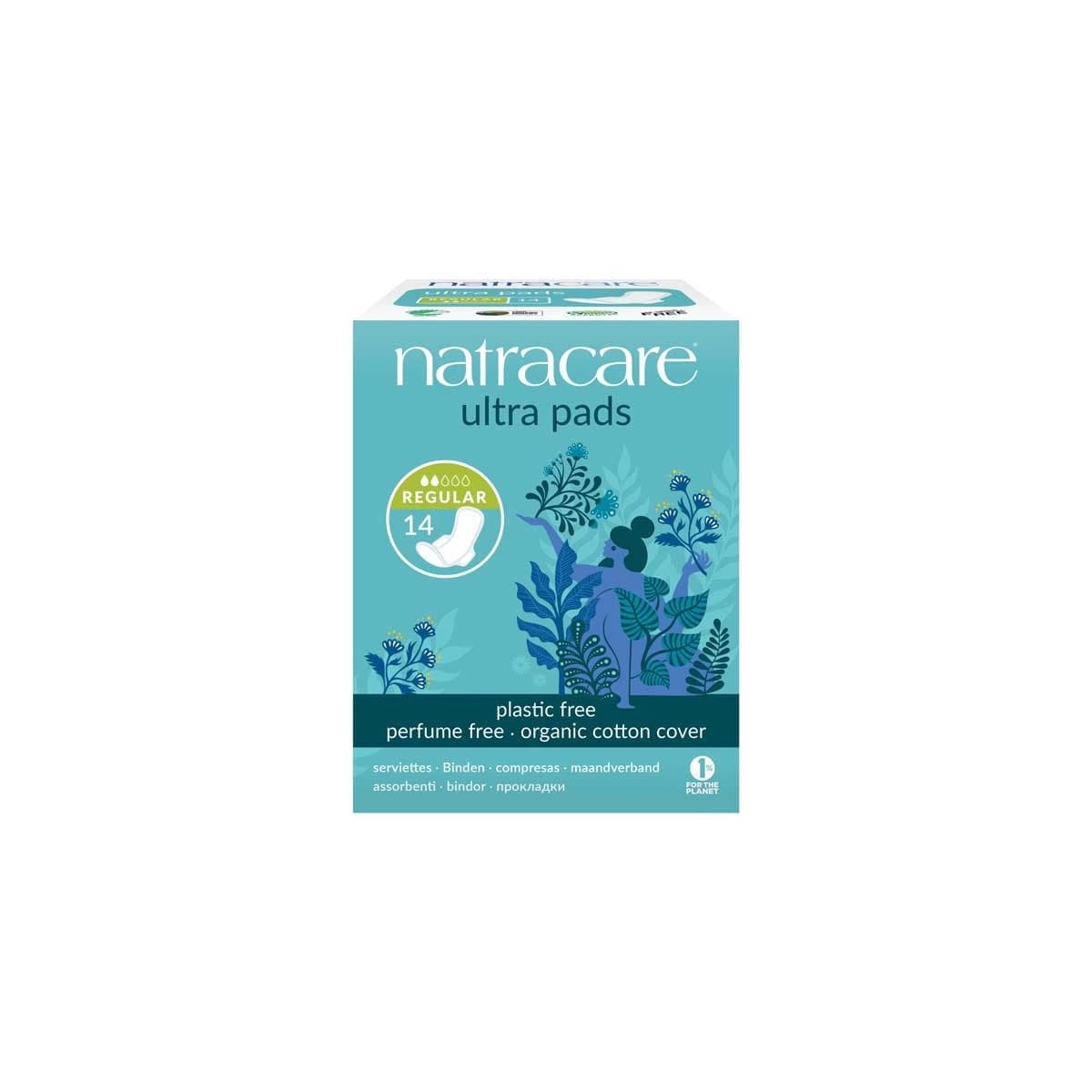 Compresa regular con alas bio 14 unidades Natracare