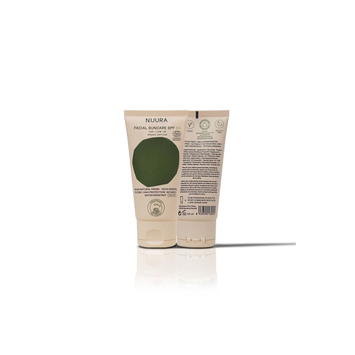 Crema solar facial COLOR SPF50 Bio 50ml Nuura