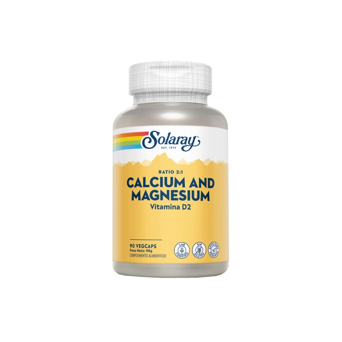 Calcio y magnesio con vitamina D2 90 vegcaps Solaray