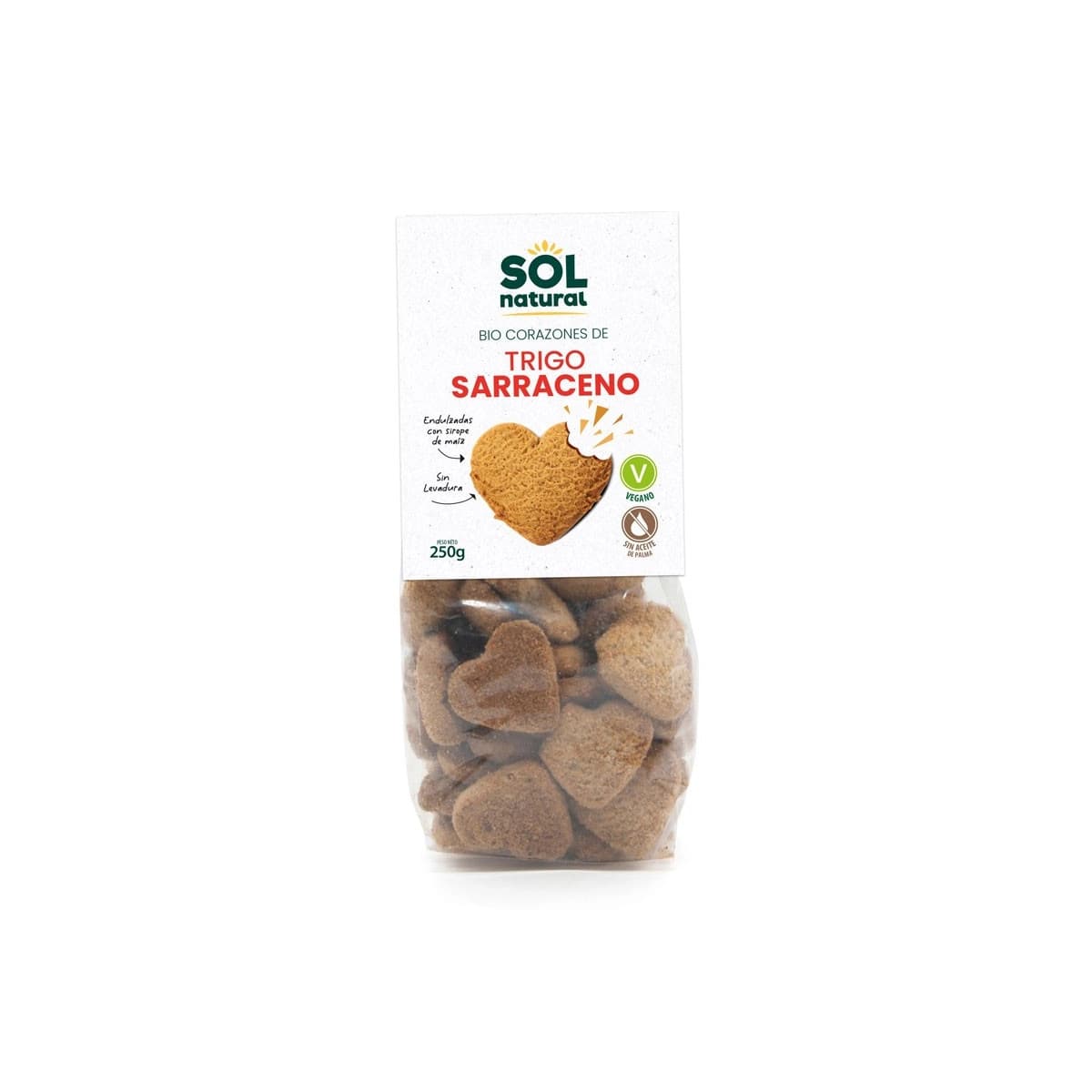 Corazones de trigo Sarraceno con sirope maiz bio 250g Sol Natural