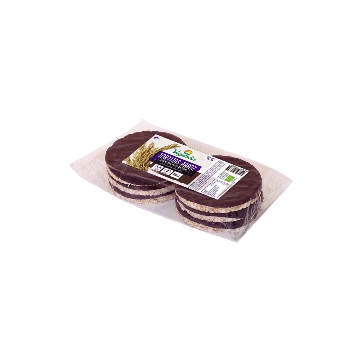 Tortitas de arroz con chocolate negro bio 100g Vegetalia