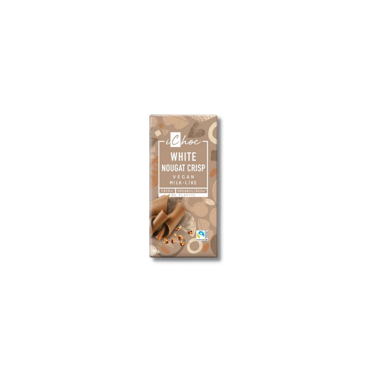 Chocolate blanco vegano con praline y crocante de avellana Bio 80g Ichoc