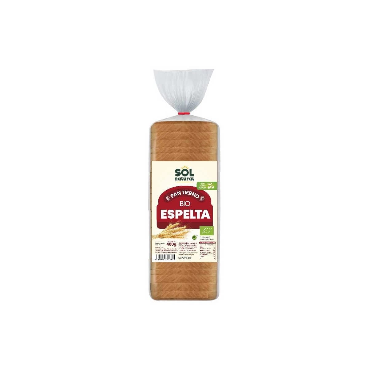 Pan de molde tierno de espelta bio 400g Sol Natural