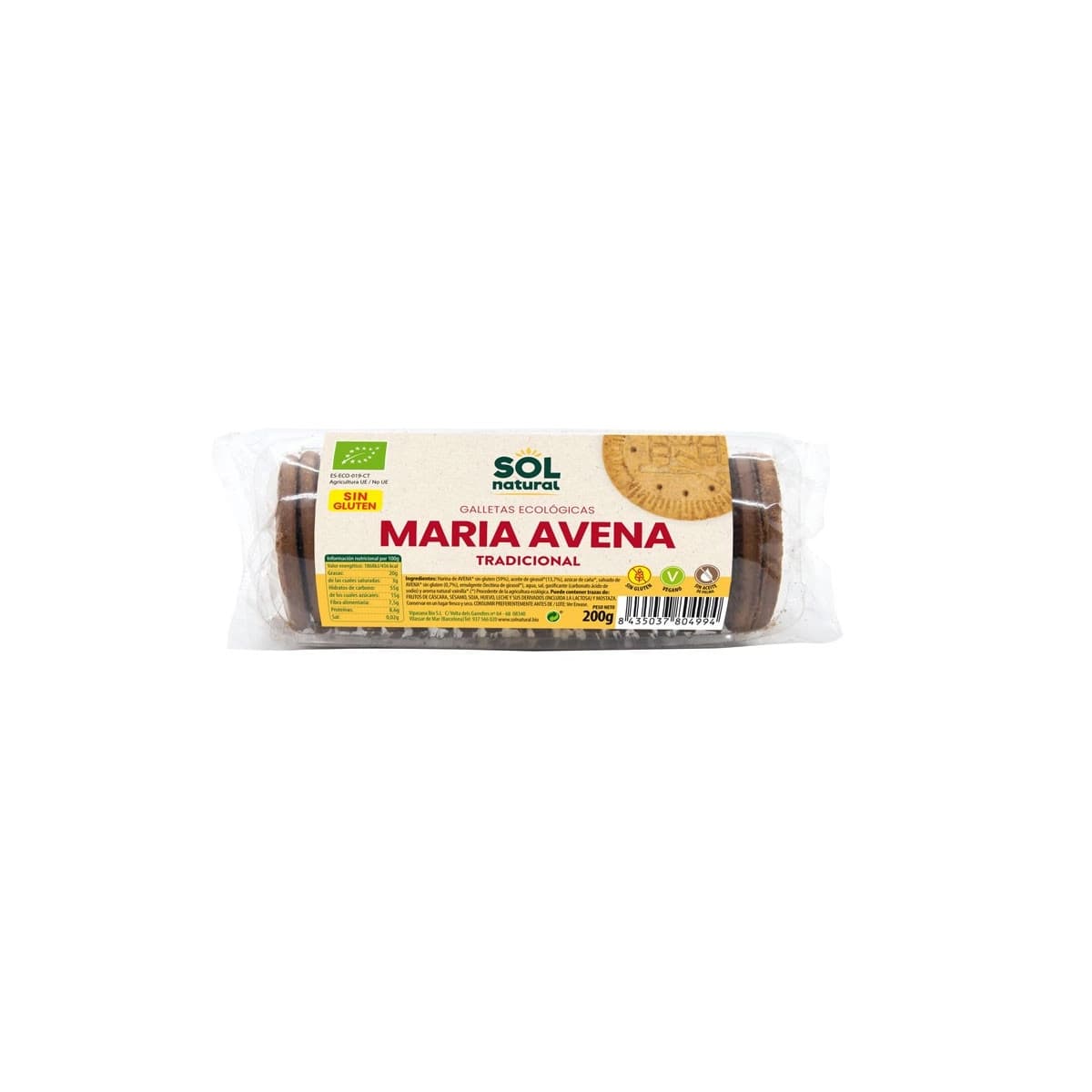 Galletas Maria de Avena sin gluten bio 200g Sol Natural