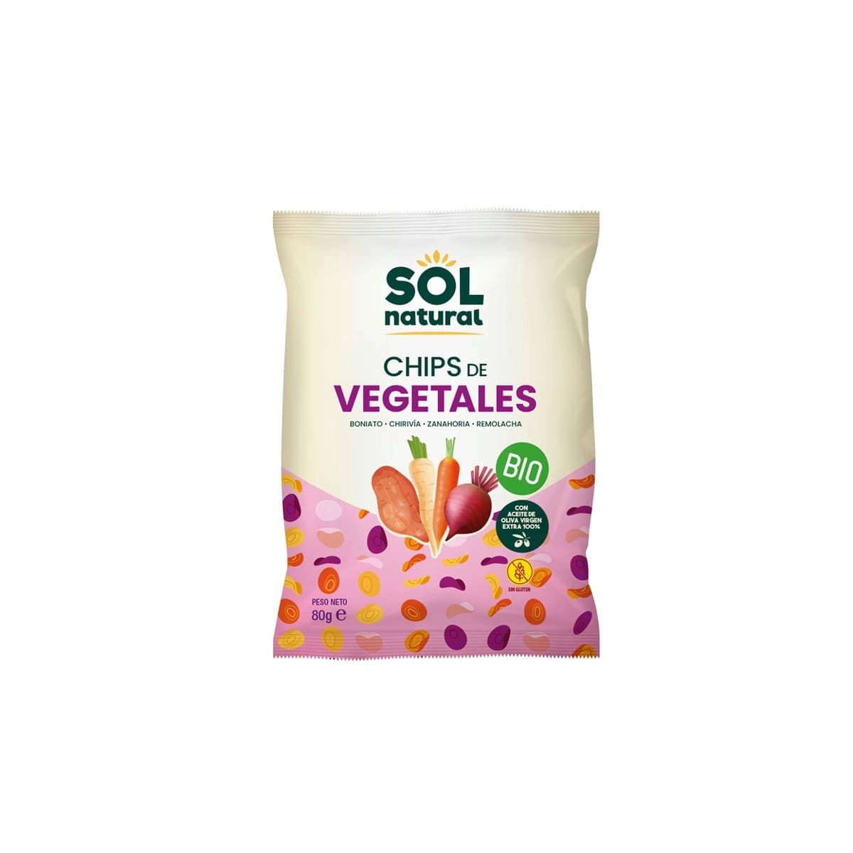 Chips de vegetales con aceite oliva bio 80g Sol Natural