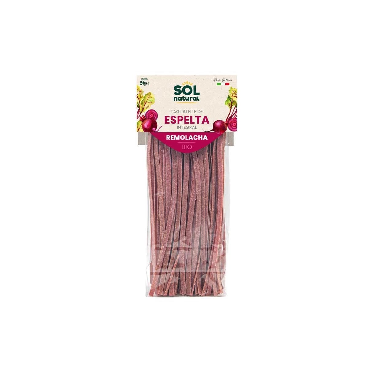 Tagliatelle de espelta integral con remolacha bio 250g Sol Natural