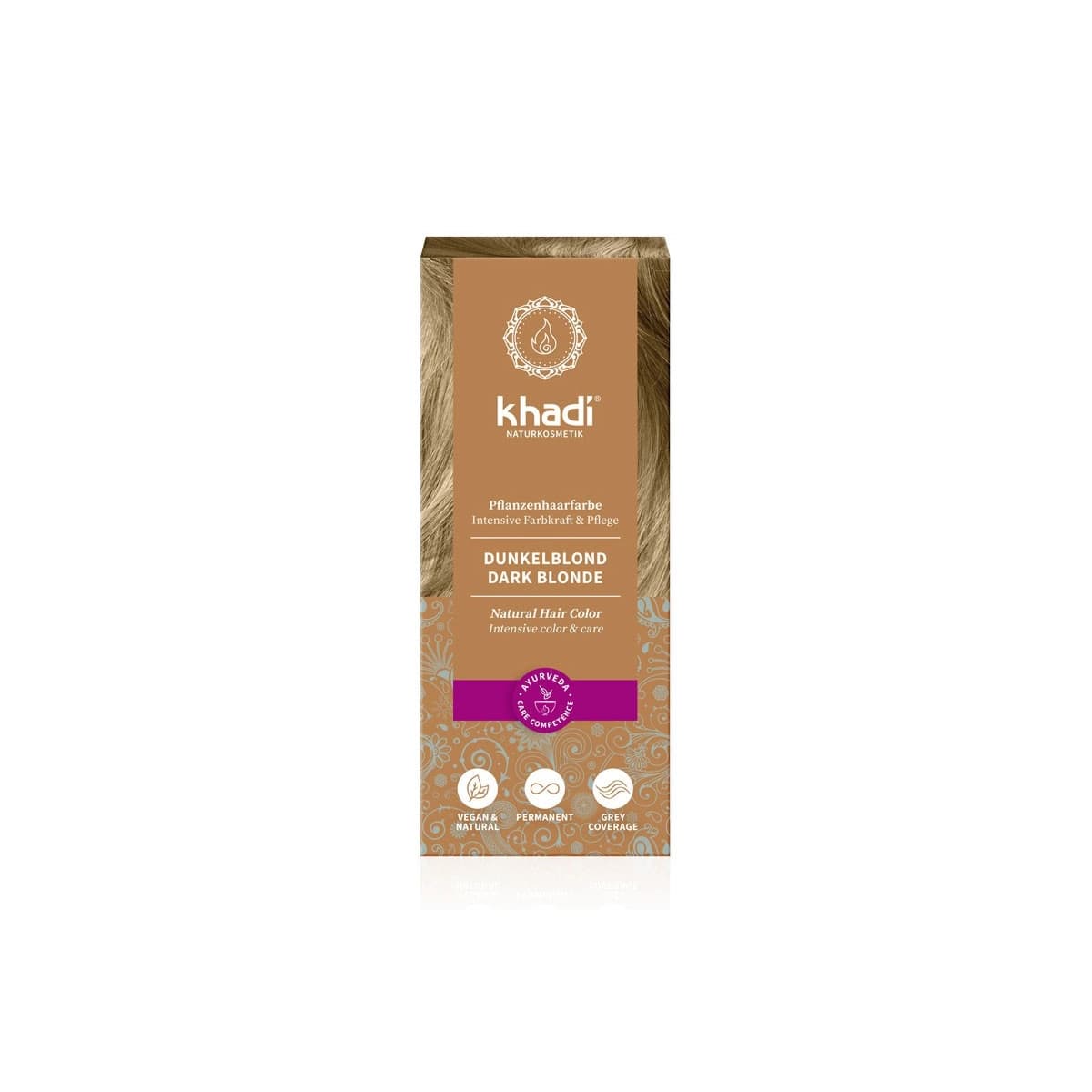 Tinte herbal Rubio Oscuro/Ceniza 100g Khadi