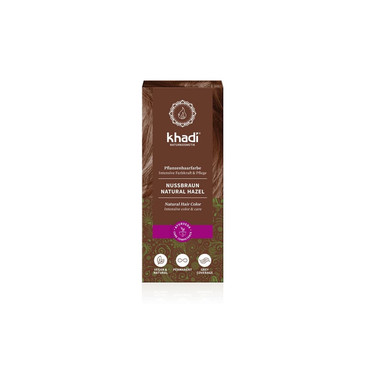 Tinte herbal Castaño Avellana 100g Khadi