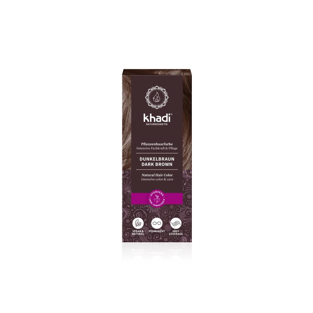 Tinte herbal Castaño Oscuro 100g Khadi