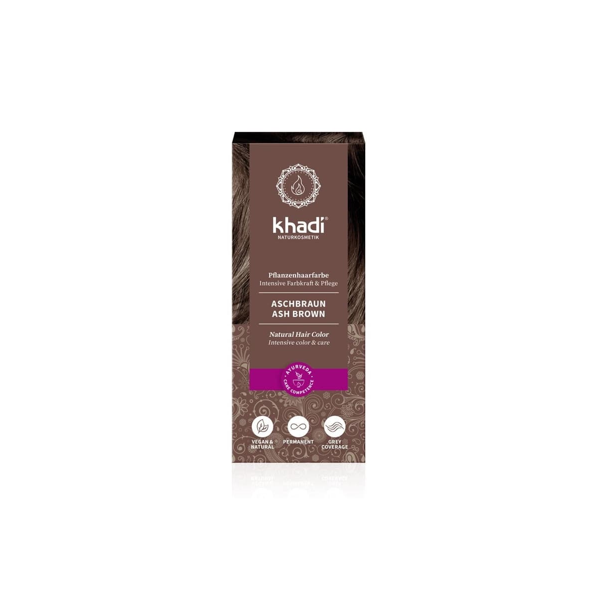 Tinte herbal Castaño Ceniza 100g Khadi