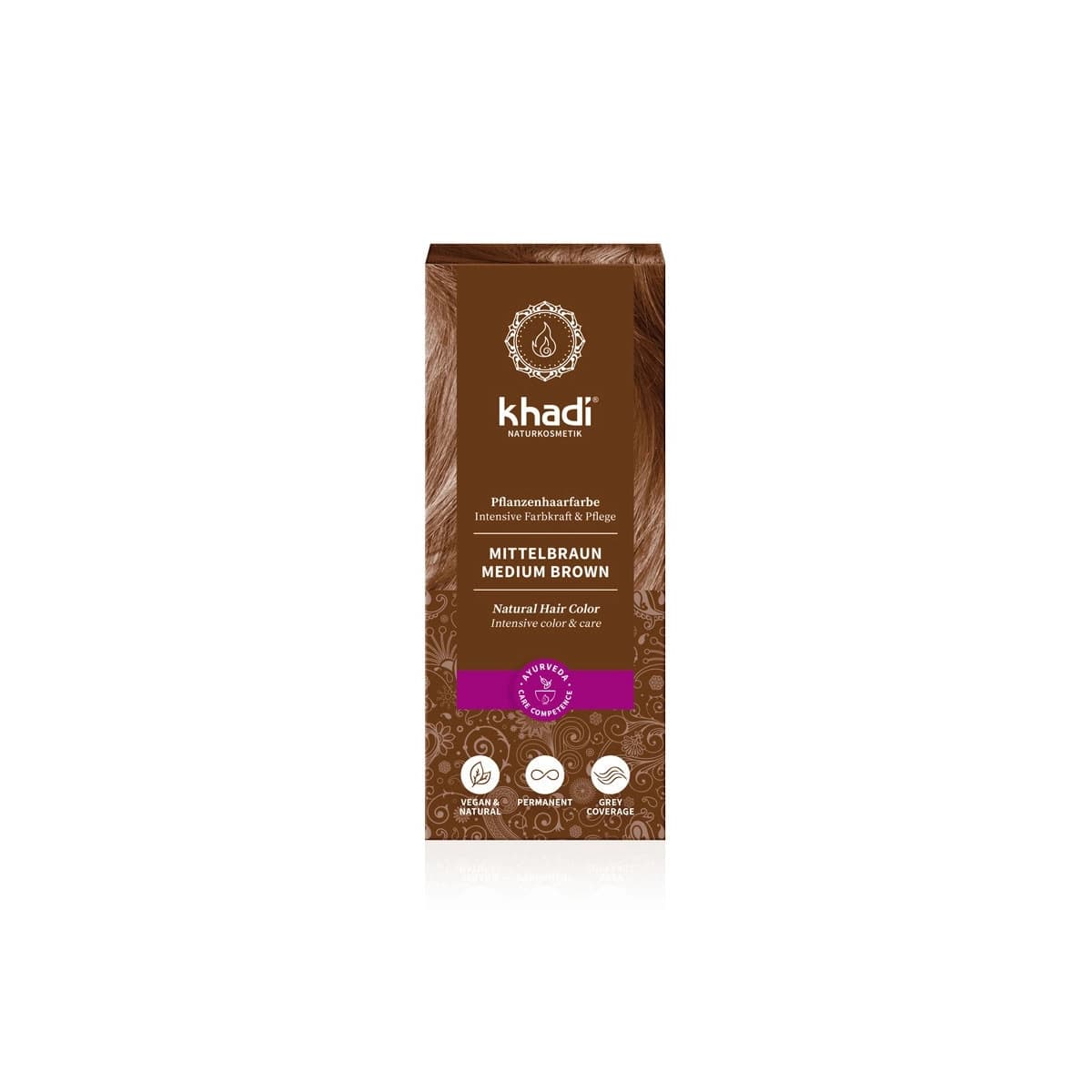 Tinte herbal Castaño Medio 100g Khadi
