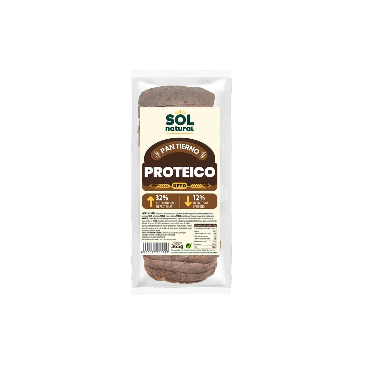 Pan de molde Proteico KETO 365g Sol Natural