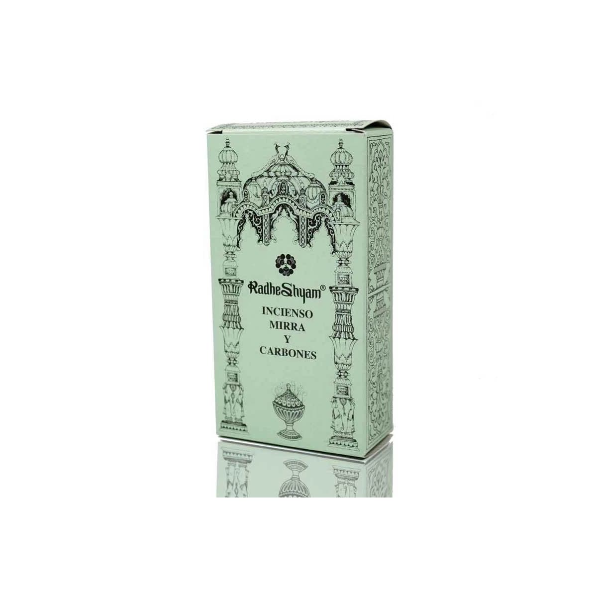 Incienso Mirra 50g y Carbones 10u Radhe Shyam