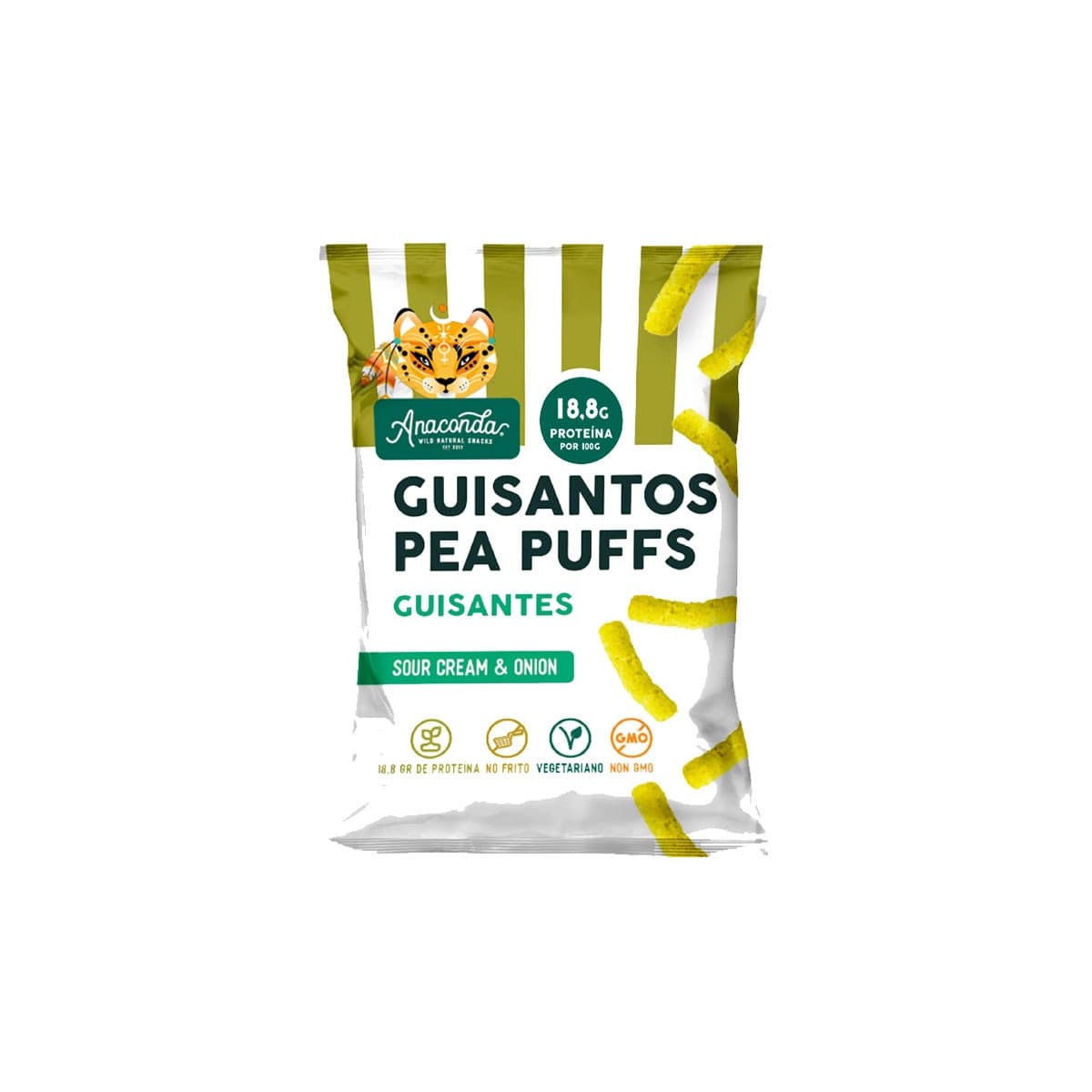 Gusanitos de Guisantes sour cream&onion (guisantos pea puffs) 60g Anaconda