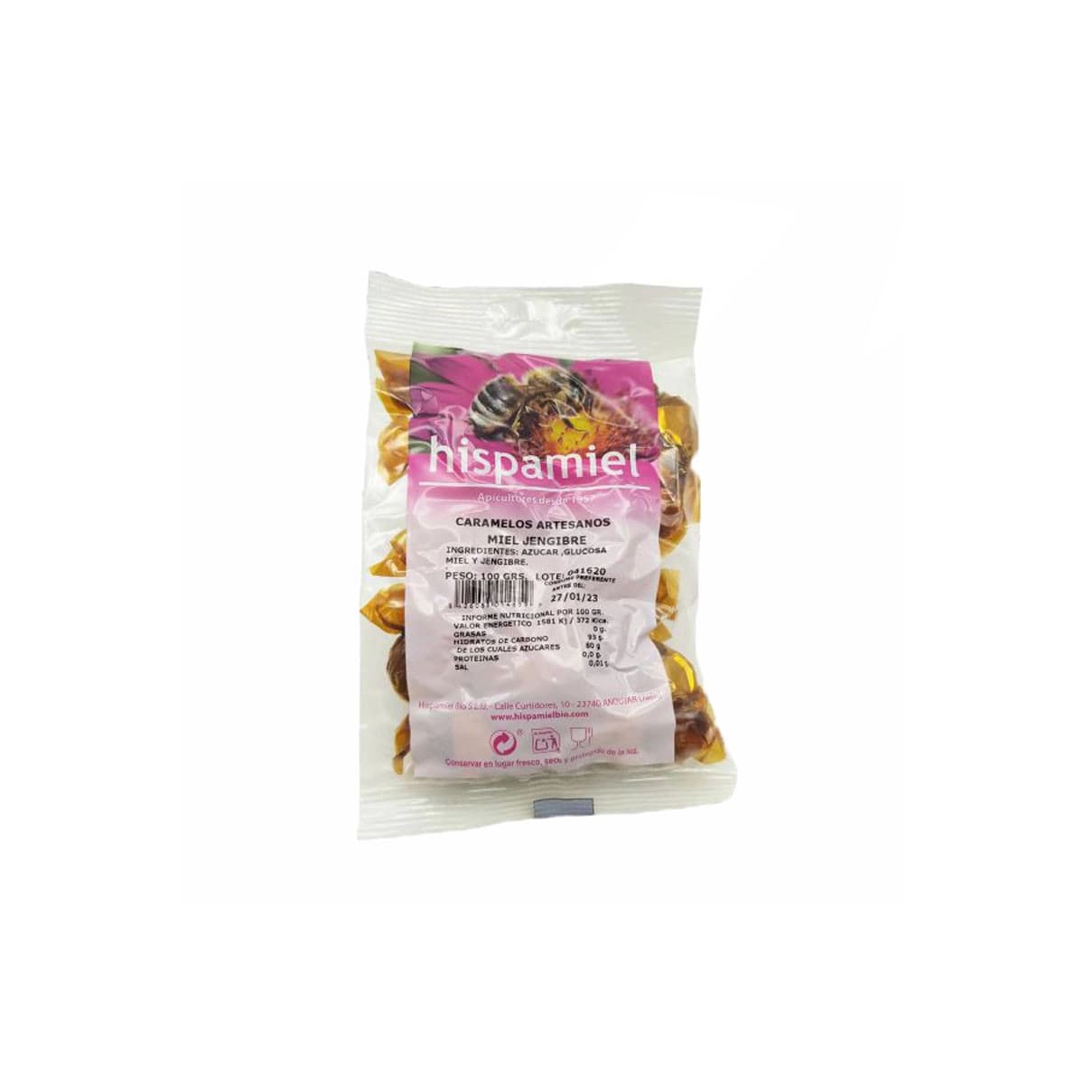 Caramelos Miel y Jengibre 100g Hispamiel