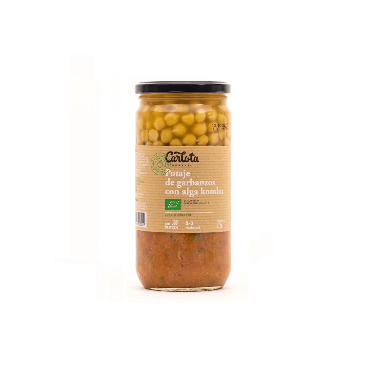 Potaje de garbanzos con alga kombu Bio 720g Carlota Organic