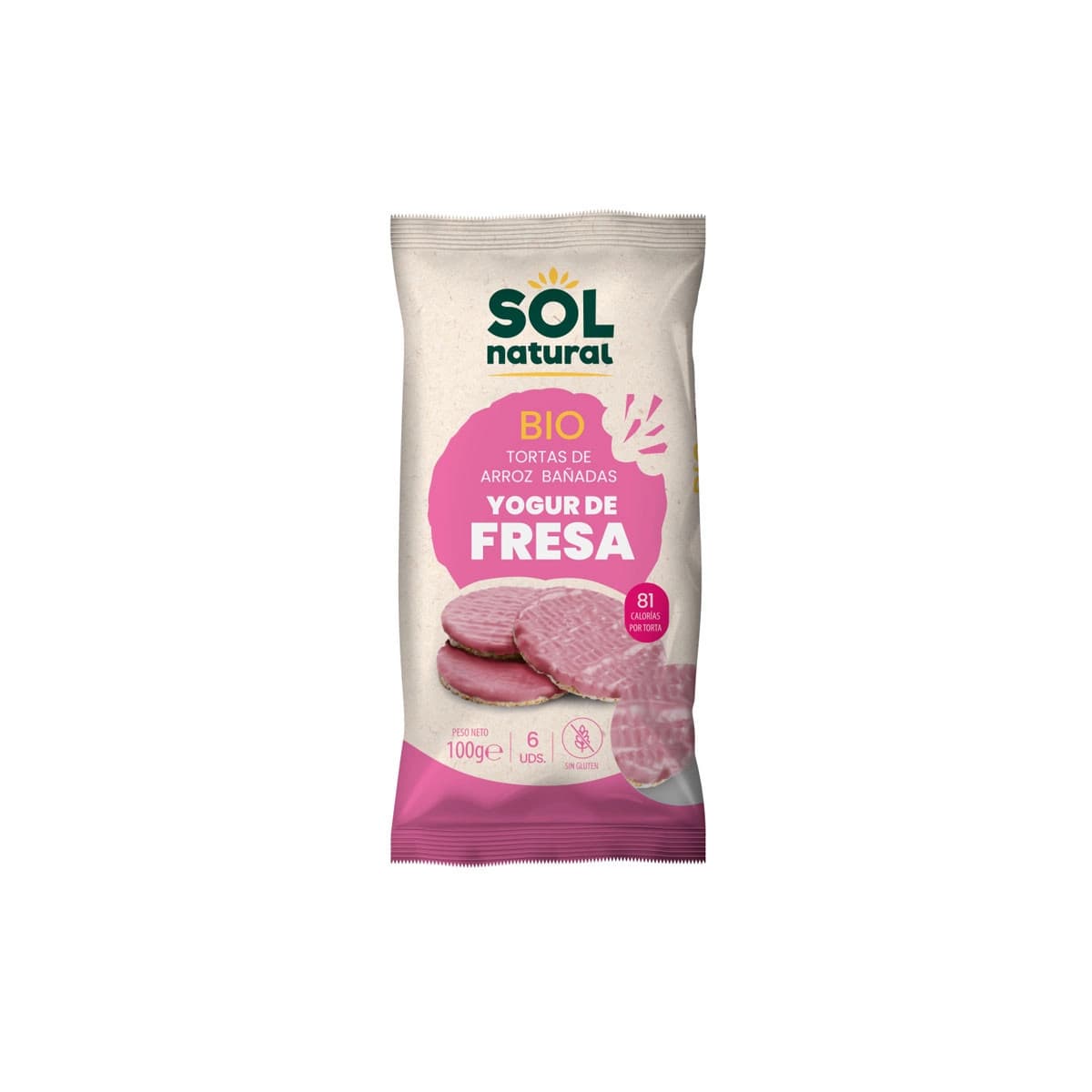 Tortitas de arroz yogurt con fresa s/g bio 100g Sol Natural