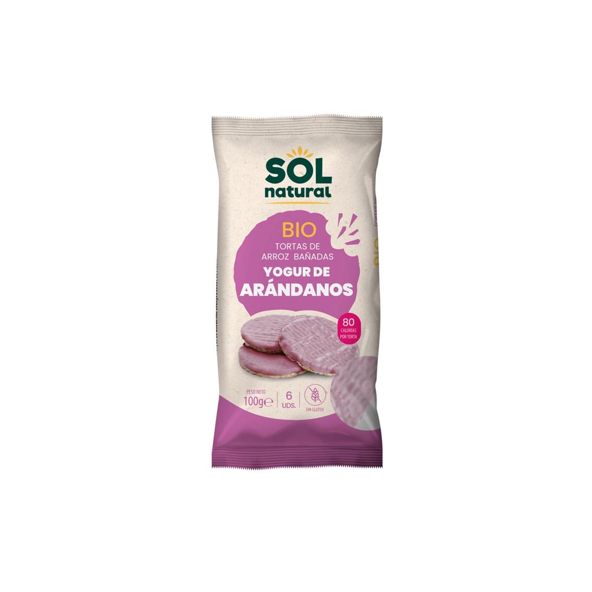Tortitas de arroz yogur y arandano s/g bio 100g Sol Natural