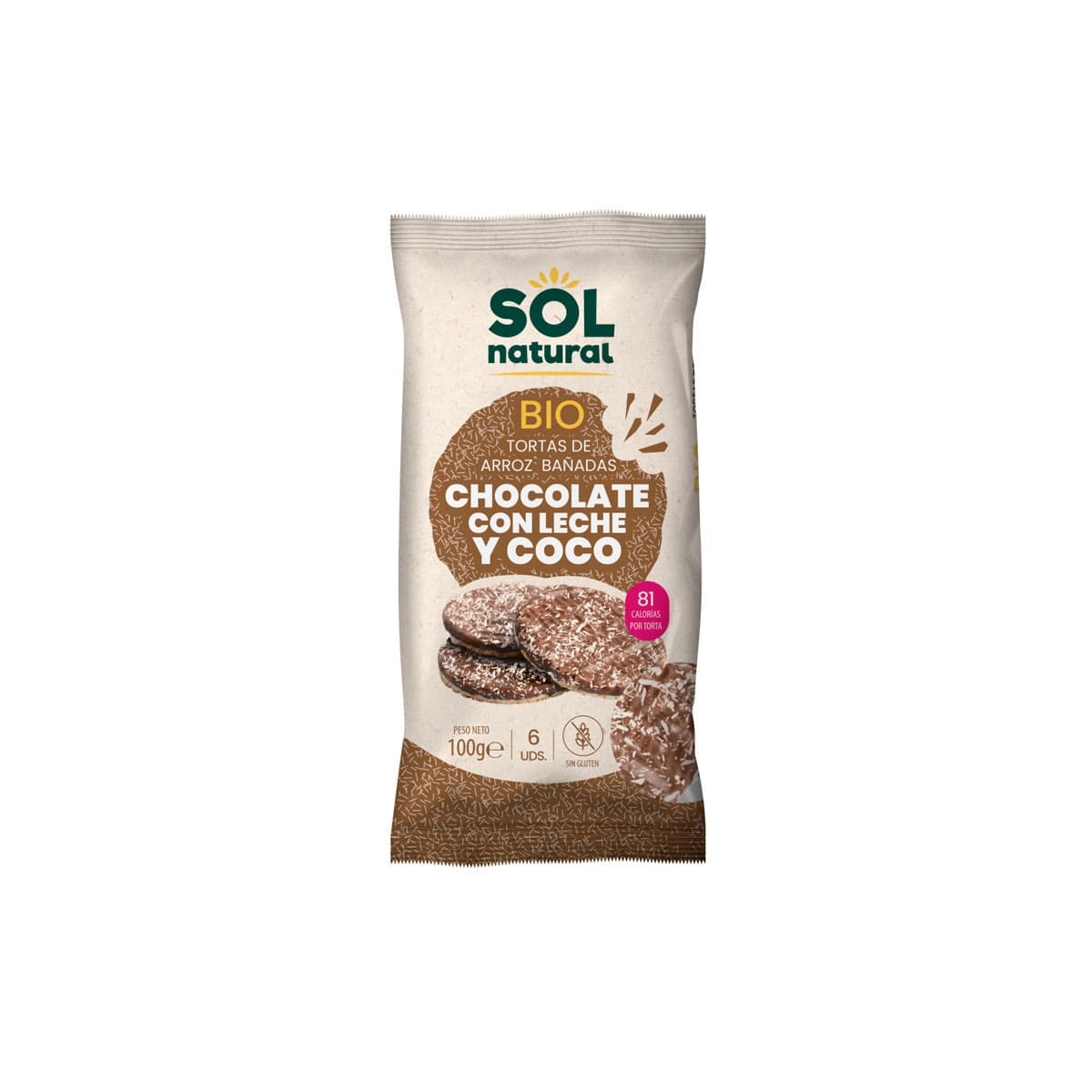 Tortitas de arroz chocolate y coco s/g bio 100g Sol Natural